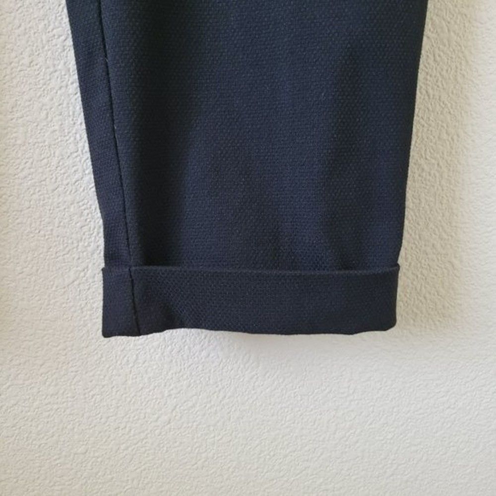 ZARA Black Textured Chino Pants Size XXL Ankle Cuffed Stretchy Elevated Casual - Picture 7 of 9